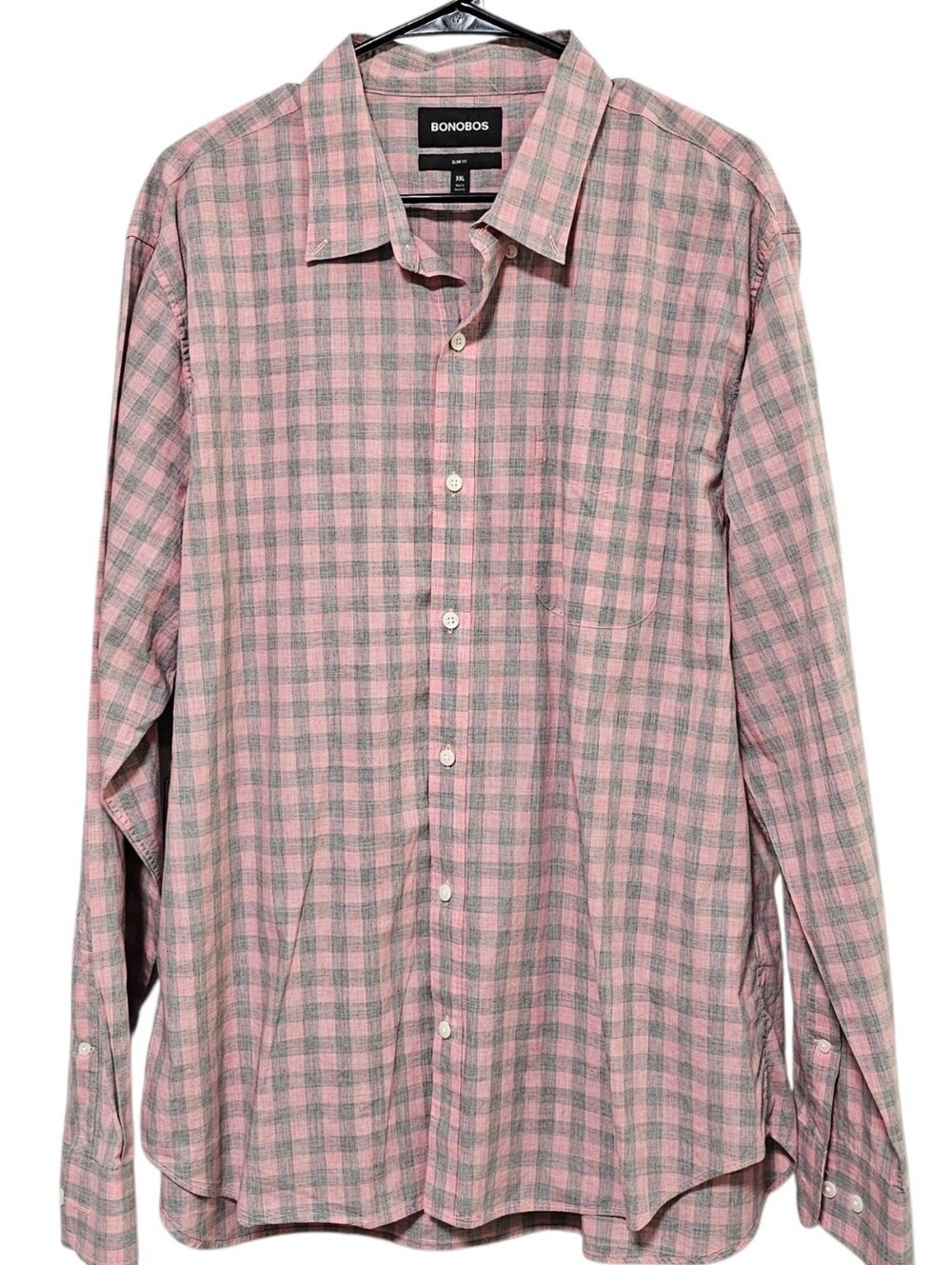 Bonobos Men's Pink & Grey Slim Fit Long Sleeve Button Down Size XXL